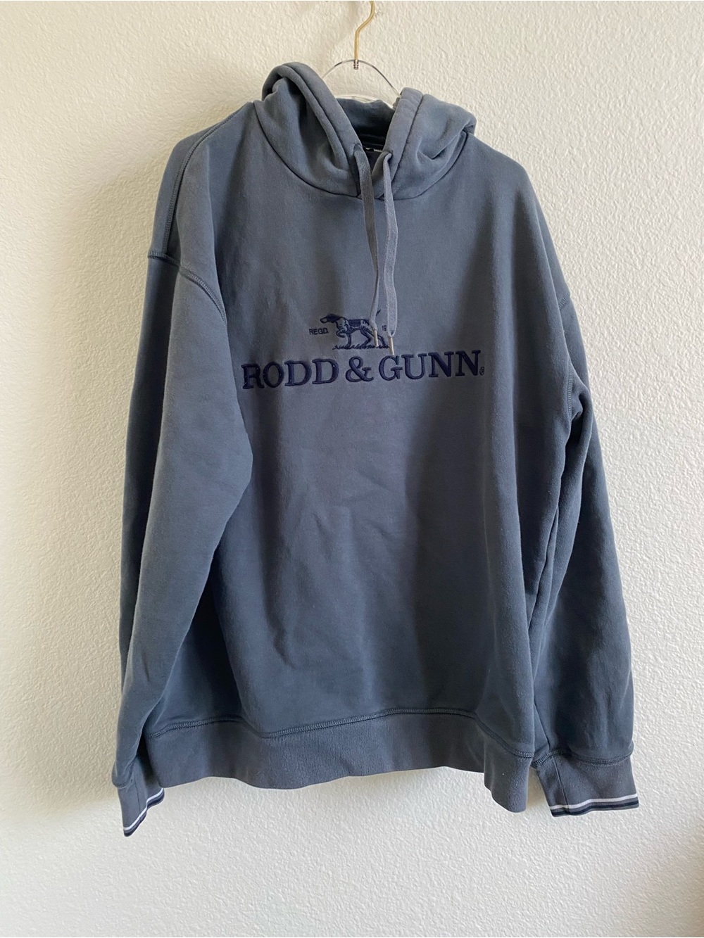 Rodd & Gunn Slate Blue Pullover Hoodie with Navy Logo